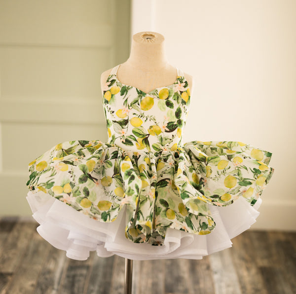 Traveling Rental Dress: The "Little Lovely Lemons" Shortie: Size 3T, fits 18months-5T