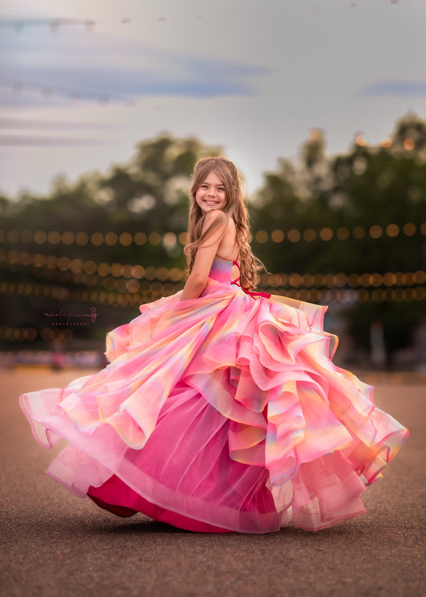 Traveling Rental Dress: Rainbow Sherbet: Size 7, fits 5-9