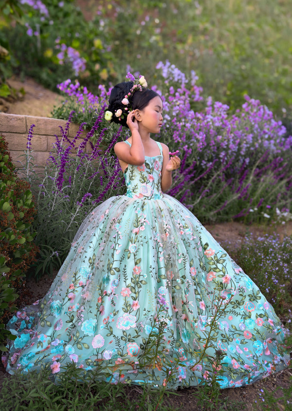 PRE-ORDER: The Mint Floral Fairytale Gown