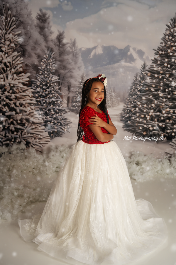 Traveling Rental Dress: The "North Pole" Full Length Gown with Short Sleeves: Size 8, fits 6-10