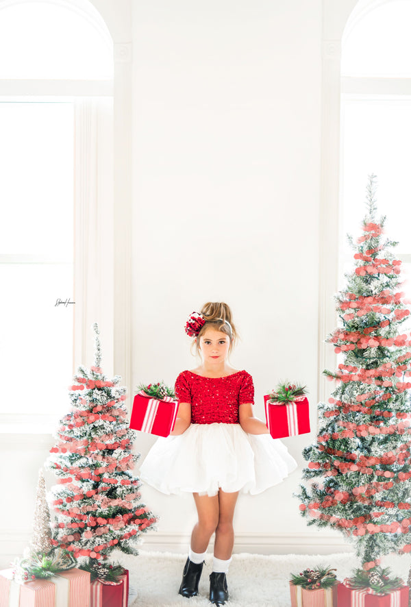 Traveling Rental Dress: The "North Pole" Shortie Dress: Size 5, fits 3-7: