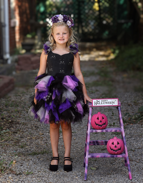 PRE-ORDER: Halloween Kitty Cat Boho Dress