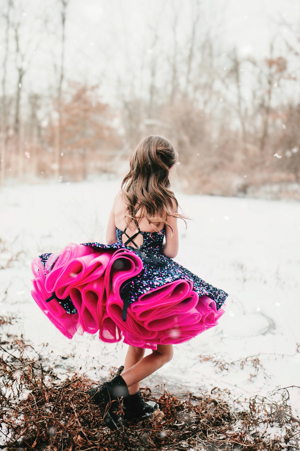 Traveling Rental Dress: Midnight Glitz Gown: Velvet Sequins: Size 5, fits 3-7 +