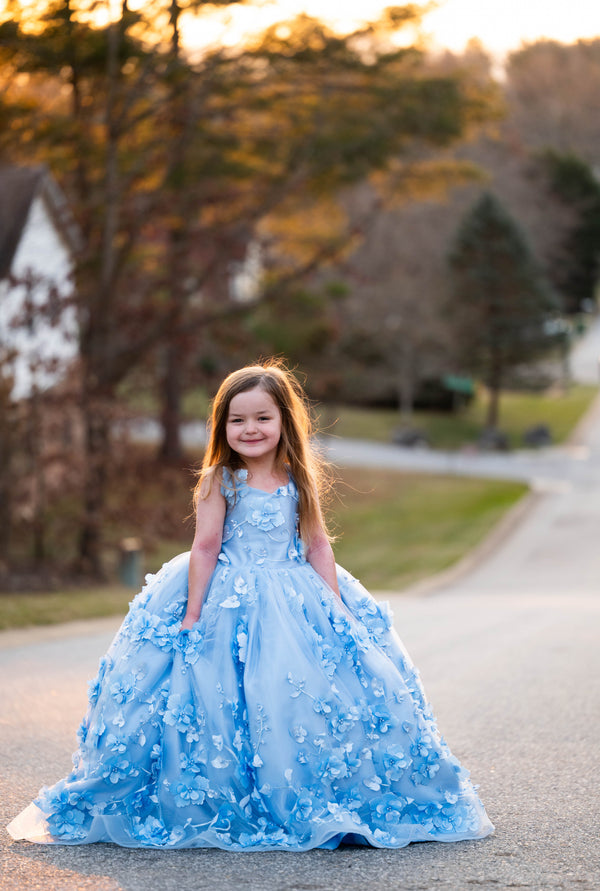 Traveling Rental Dress: The Talya Gown in Blue: Size 5, fits 3-7