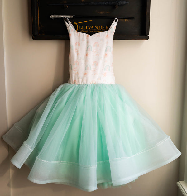 READY to SHIP: Pastel Sunshine and Rainbows Tutu Dress: Size 8, fits 6-10