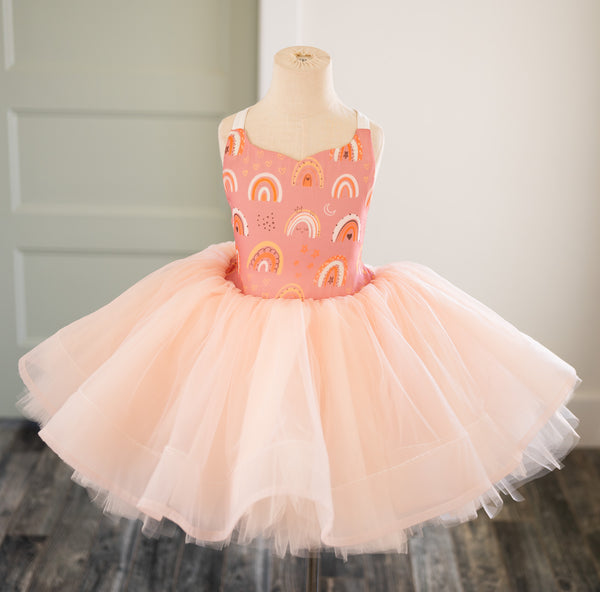 READY to SHIP MOVING SALE!!!! Retro Rainbows in Blush: Size 6, fits 4-8