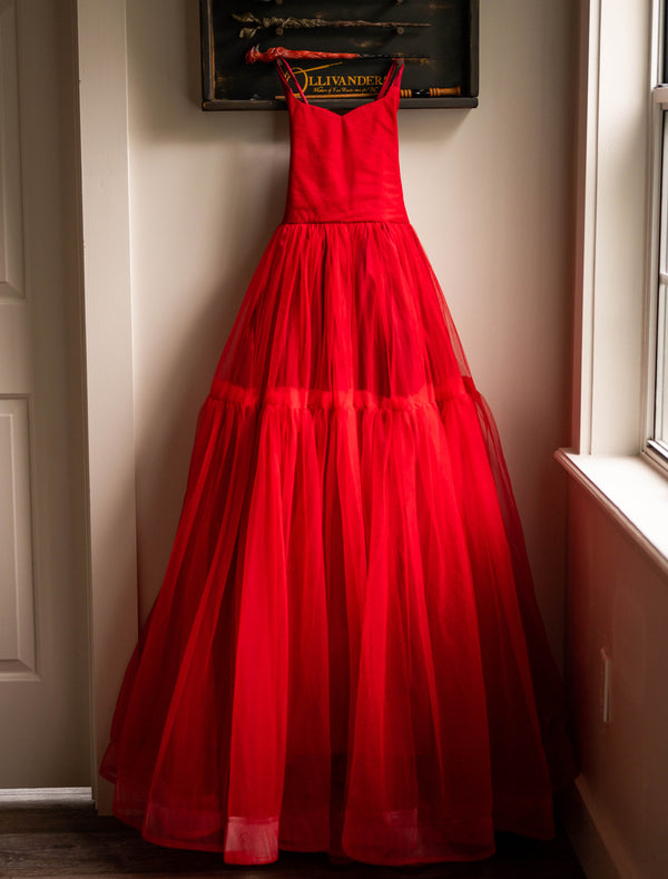 READY to SHIP: BRIGHT RED Full Length Gown: Size 8 and 10 YOUTH