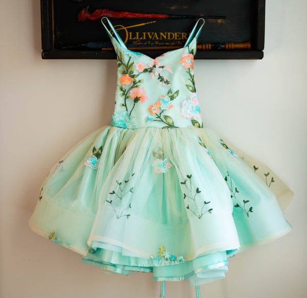 READY to SHIP: Mint Floral: Layered style: Size 5, fits 3-7 +