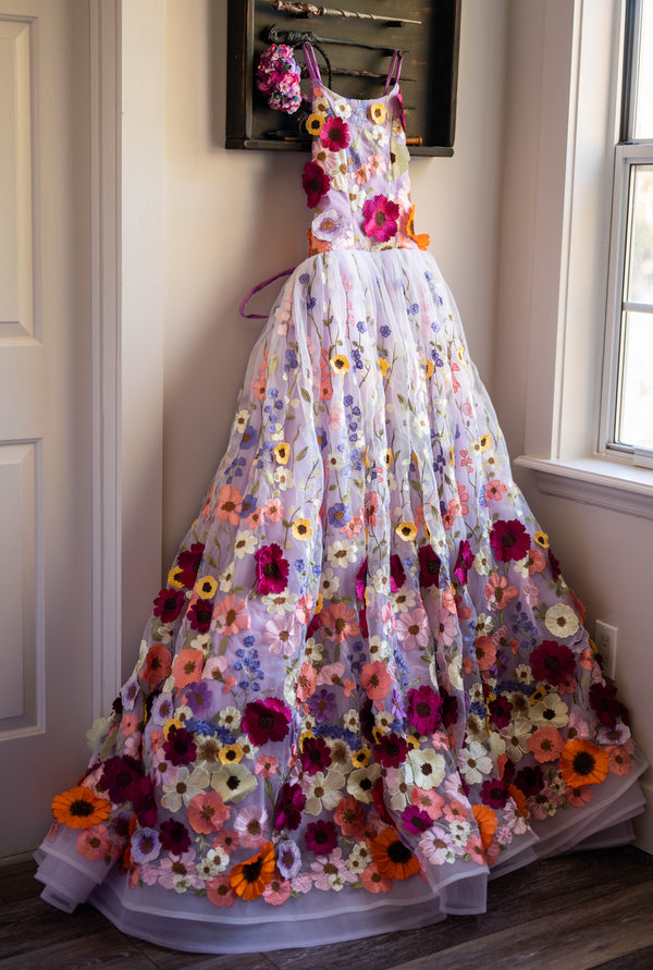 Traveling Rental Dress: The 'Fields of Flowers' Gown in LAVENDER: Size 16, fits youth 10-Adult XL