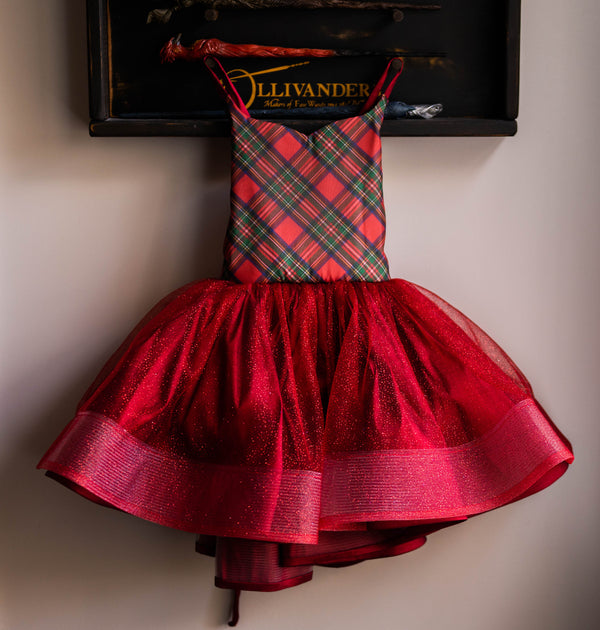 CUSTOM LISTING FOR TORI: Christmas Plaid in Red and Green with hints of Navy, with Glitter Skirt: Simple Shortie