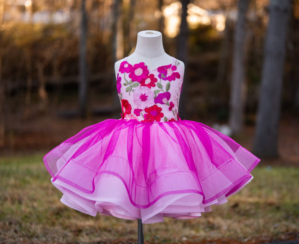 READY to SHIP: Hot Pink/Light Pink Glitter Daisies: SIZE 6, fits 4-8 +