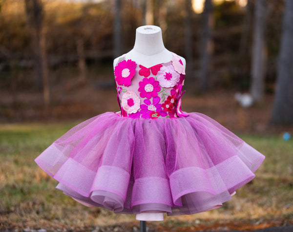 READY to SHIP: Hot Pink/Purple Glitter Daisies: SIZE 5, fits 2-7 +