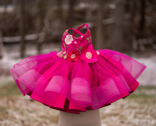 READY to SHIP: HOT Pink Glitter Daisies: "Simple Shortie" Style: ITTY BITTY: Fits 3months-3T