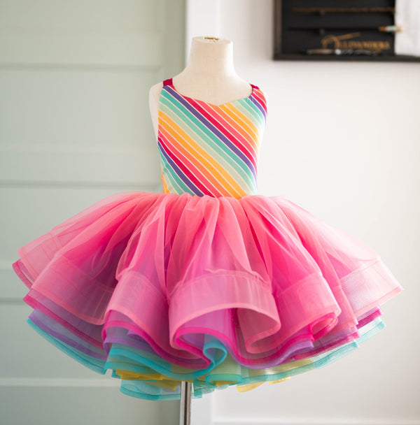 Traveling Rental Dress: "End of the Rainbow" Gown: R E V E R S I B L E: Size 5, fits 3-7