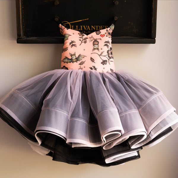 READY to SHIP SALE: Halloween Bats in Blush and Black: Size 3, fits 1-5 +