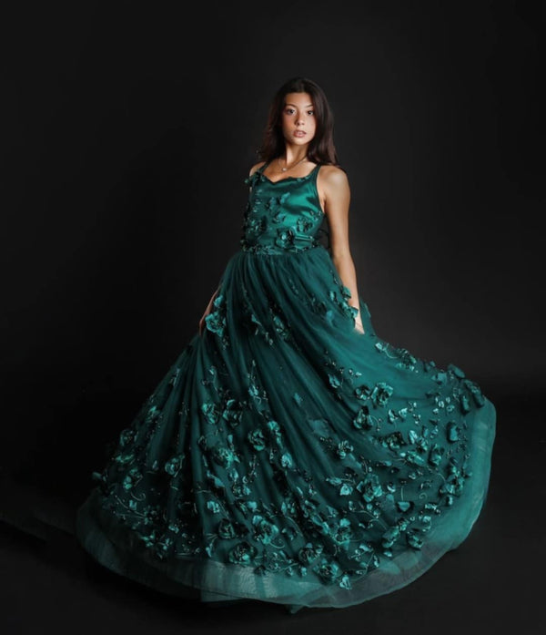 Traveling Rental Dress: The "Evergreen" Gown: Size 12, fits 8-petite 16